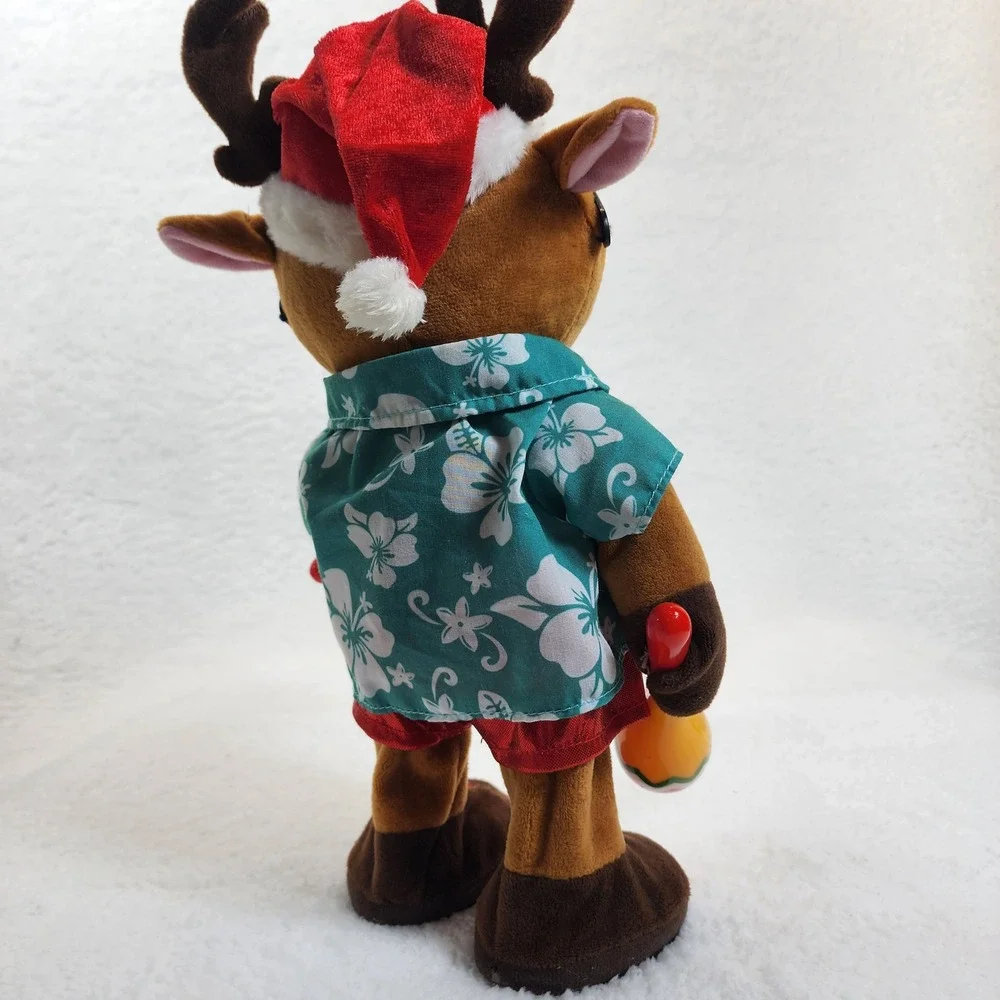 Gemmy Pop & Lock‎ Reindeer Dancing Plush Toy Musical Hawaiian Tropical Maracas